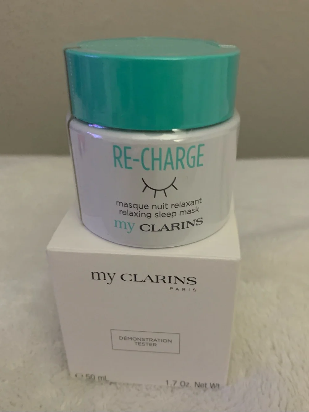 Clarins RE-CHARGE Relaxing Sleep Mask -Sealed Brand New in Box 1.7 oz